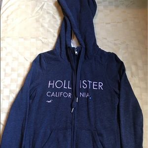 Hollister Co. navy blue hoodie with fur.